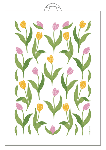 Kjøkkenhåndkle, Tulipan gul/rosa