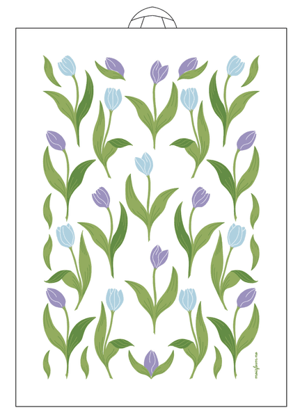 Kjøkkenhåndkle, Tulipan lilla/blå