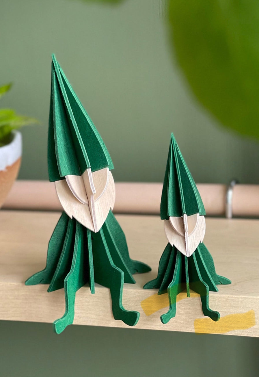 Smånisse med skjegg, Medium grønn - 12 cm