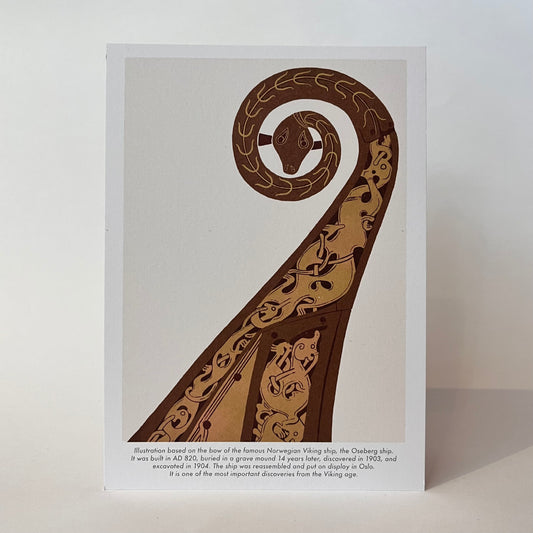 Postkort A6-format, kjølen på Osebergskipet