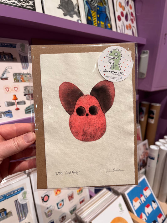 Grafikk, lite dyptrykk - ond Furby
