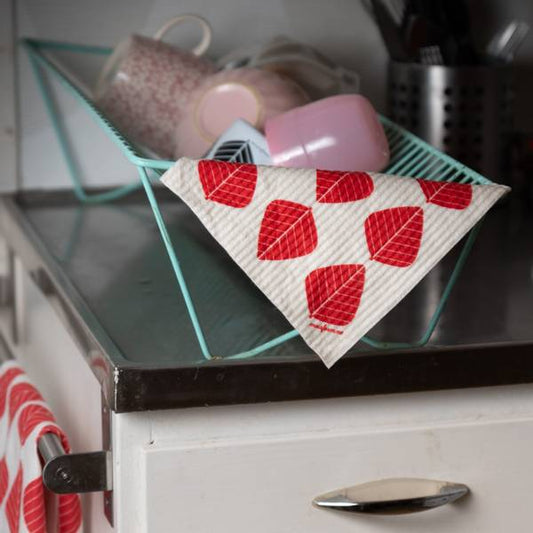 3 pk kjøkkenkluter, Løv rød