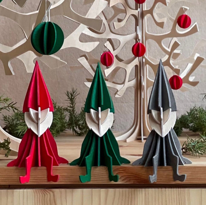 Smånisse med skjegg, Medium rød - 12 cm