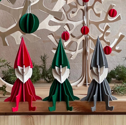 Smånisse med skjegg, Medium grønn - 12 cm