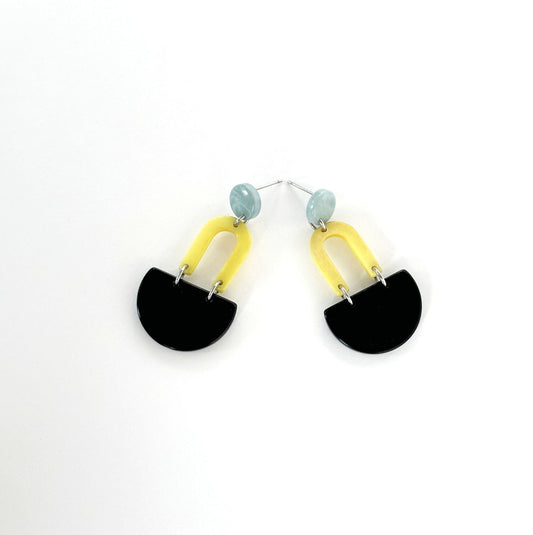 Øredobber i taguanøtt, GALATEA Ice, Lemon and Black