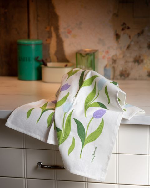 Kjøkkenhåndkle, Tulipan lilla/blå