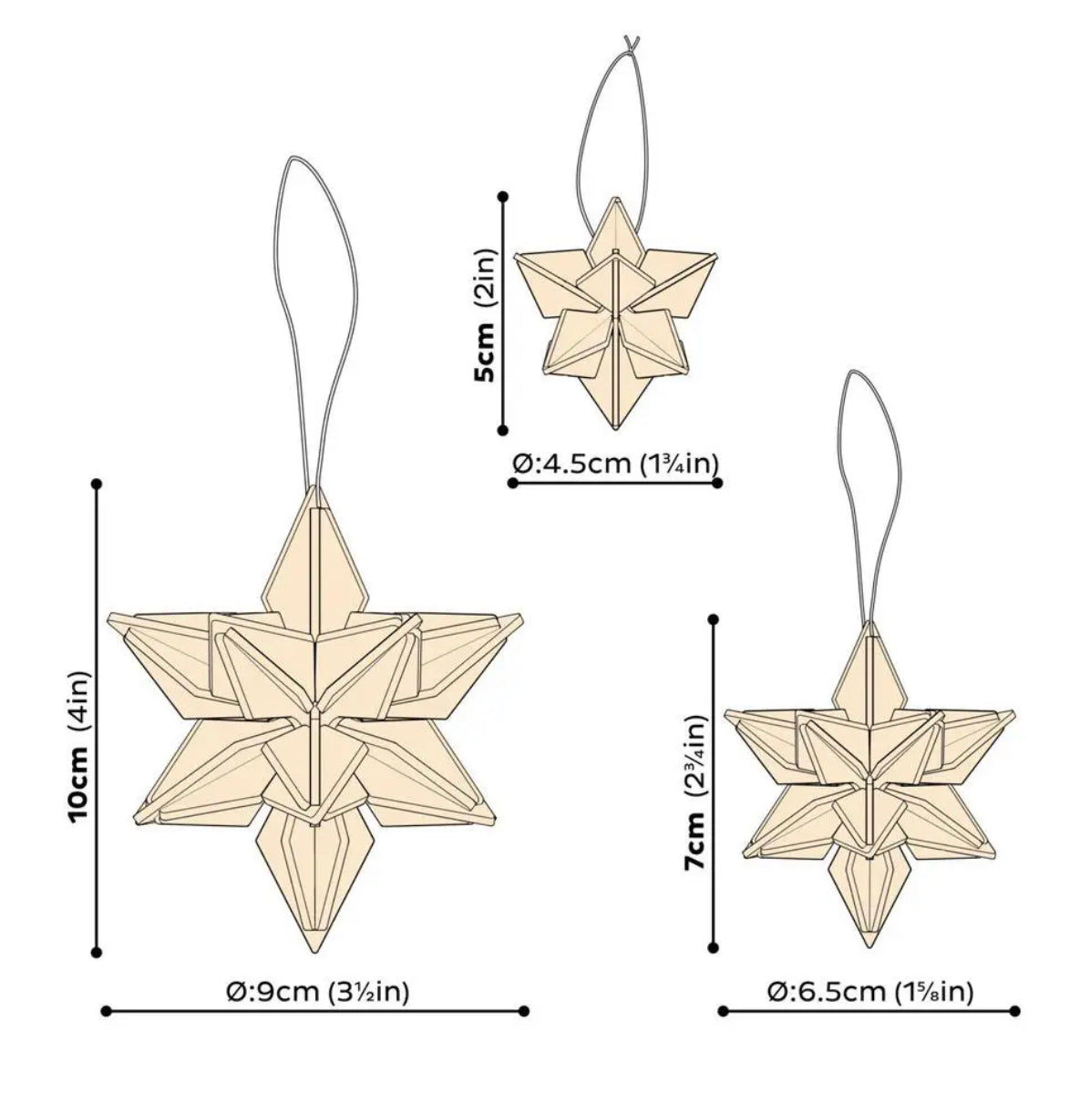 Stjerne med oppheng - medium «Honey yellow» - 10 cm