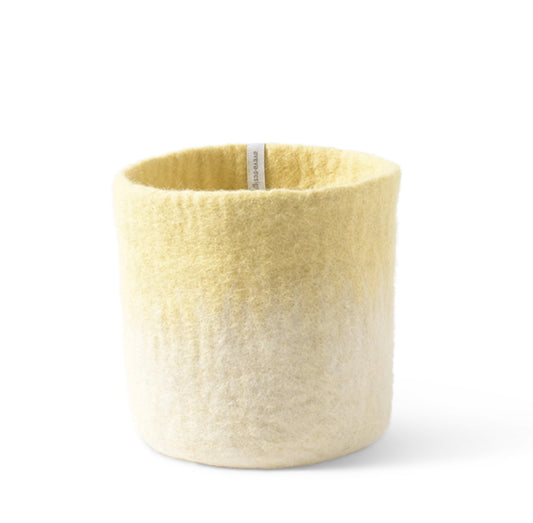 Blomsterpotte i ullfilt, Medium lys gul