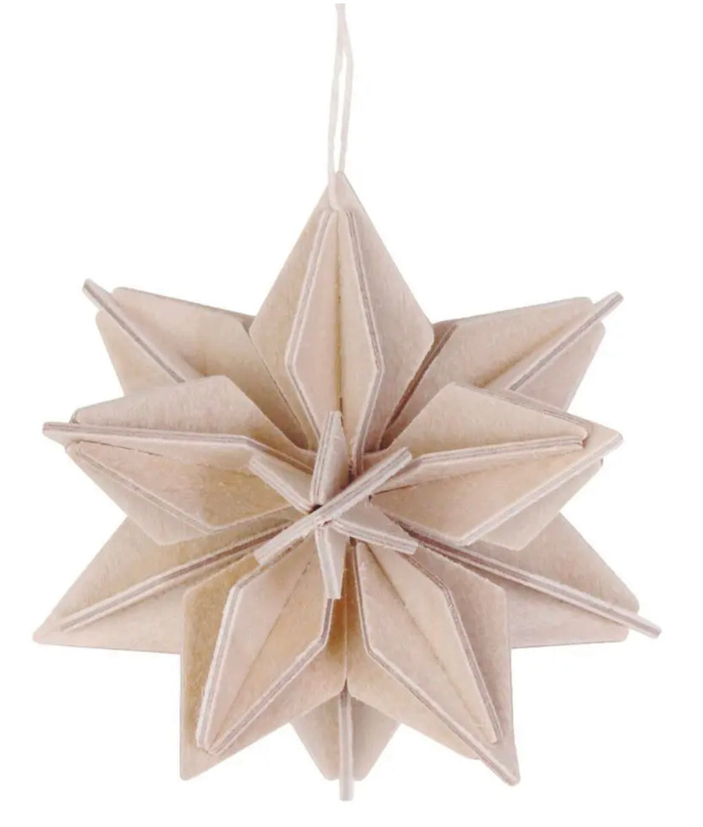 Stjerne med oppheng - medium naturfarget - 10 cm