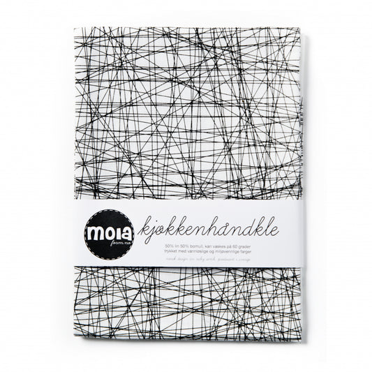 Kjøkkenhåndkle, Streker - sort