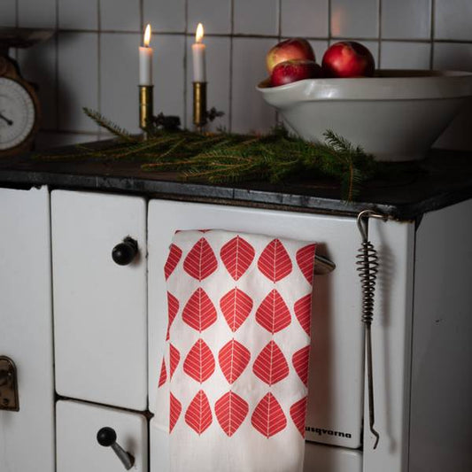 Kjøkkenhåndkle, Løv rød