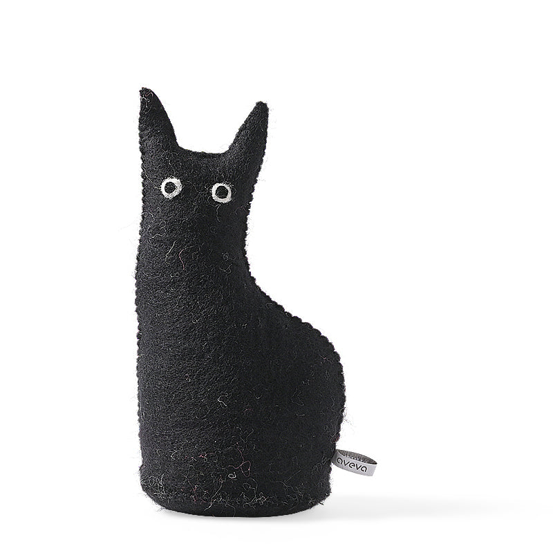 Dørstopper/Bokstøtte, sort ullkatt
