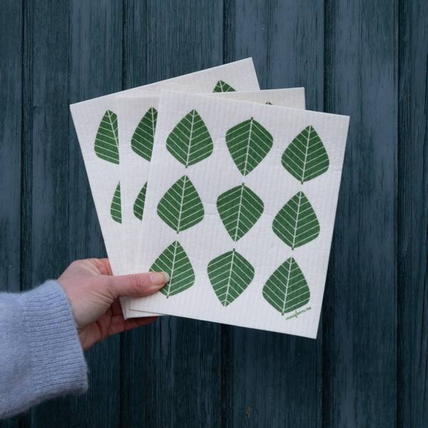 3 pk kjøkkenkluter, Løv grønn
