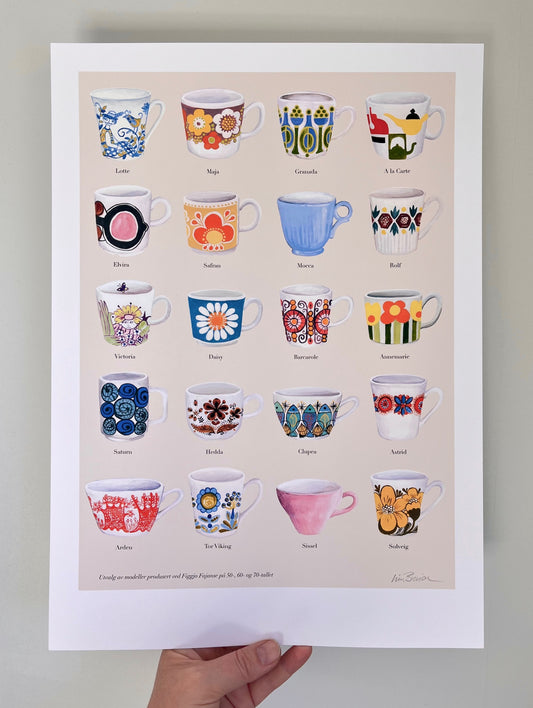 Trykk, kopper fra Figgjo Fajanse - beige/lys fersken, A4-format