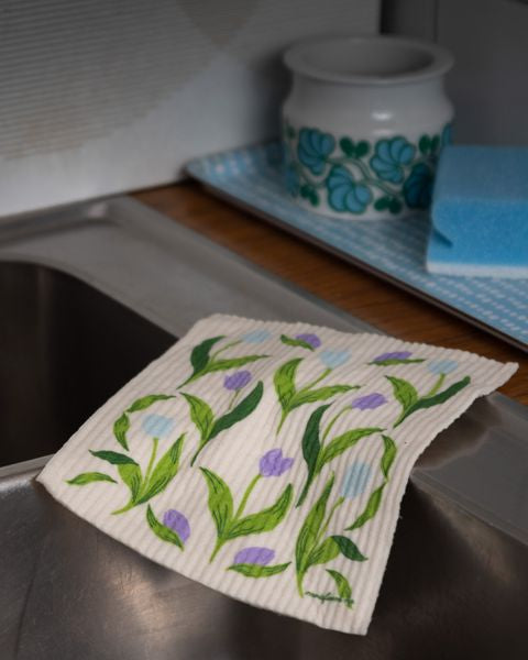 3 pk kjøkkenkluter, Tulipan blå/lilla