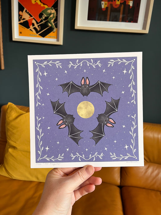 Trykk, Trio flaggermus, 30x30cm (nummerert)