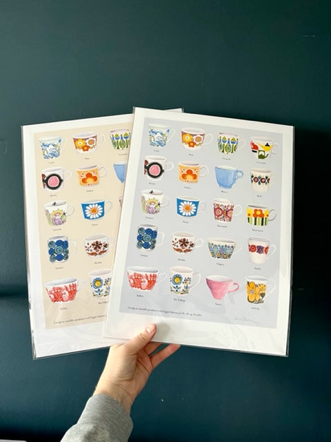 Trykk, kopper fra Figgjo Fajanse - beige/lys fersken, A3-format