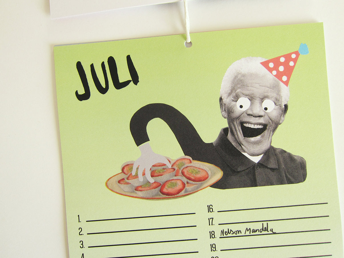 Bursdagskalender med elleville historiske personer, A5-format