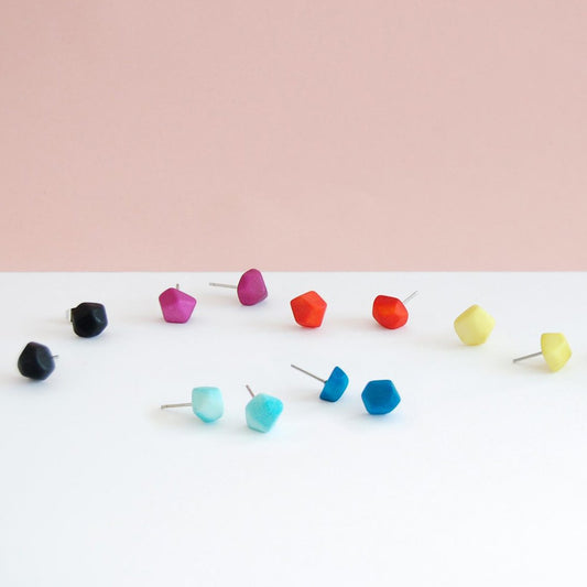 Øredobber i taguanøtt, ROCK – zephyr blå