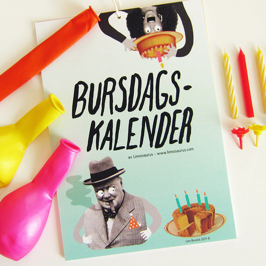 Bursdagskalender med elleville historiske personer, A5-format