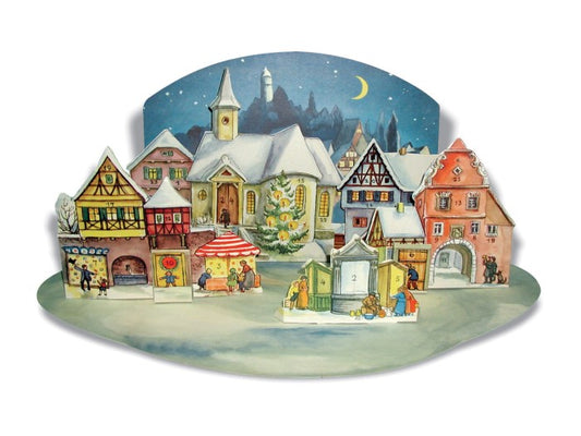 3D Nostalgisk adventskalender - vinterby