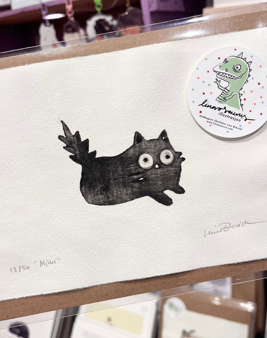 Grafikk, lite dyptrykk - «mjau»