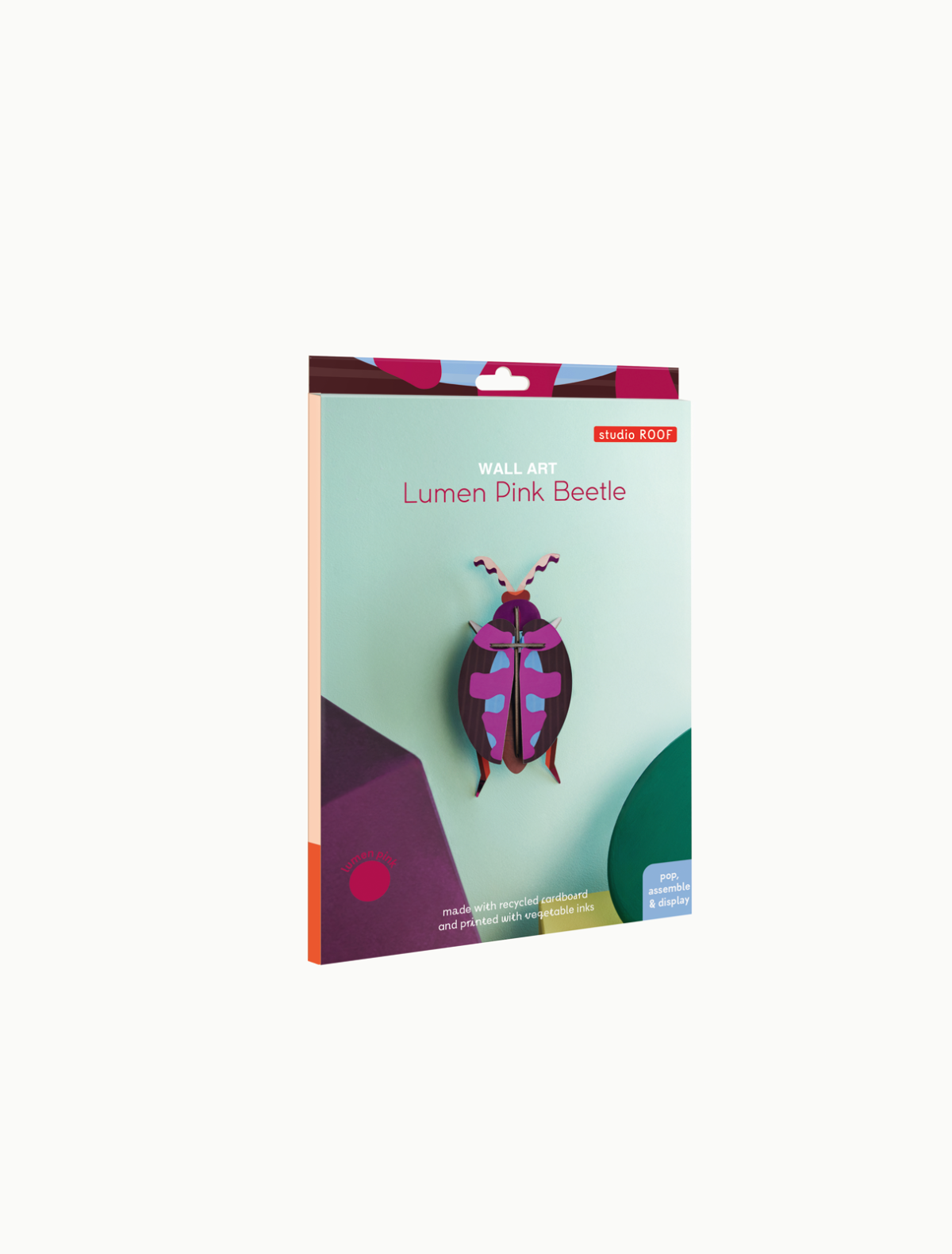 Veggdekor metallisk bille, Lumen Pink Beetle