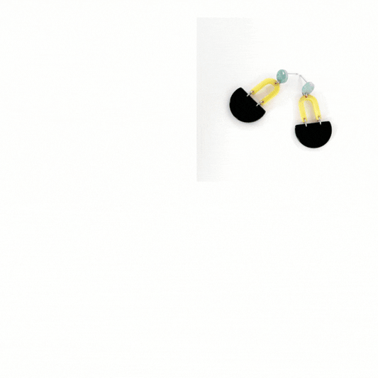Øredobber i taguanøtt, GALATEA Ice, Lemon and Black
