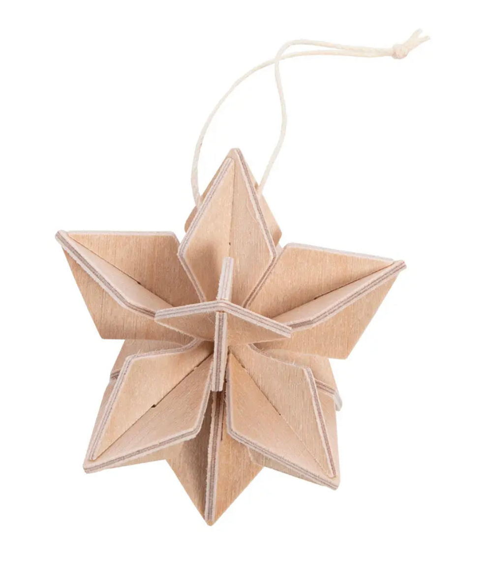 Stjerne med oppheng, Liten naturfarget - 5x4,5 cm
