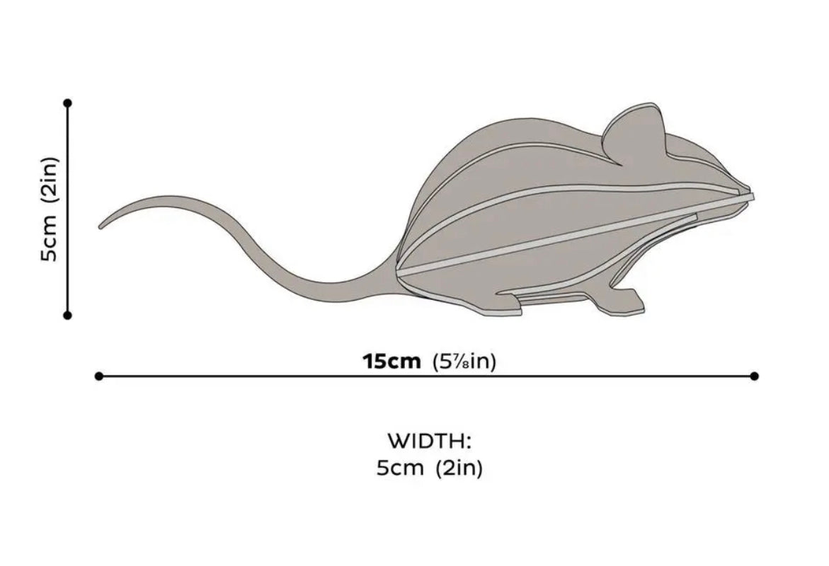Mus, Medium grå - 15x5 cm
