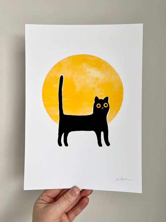 Trykk, svart katt, A4-format