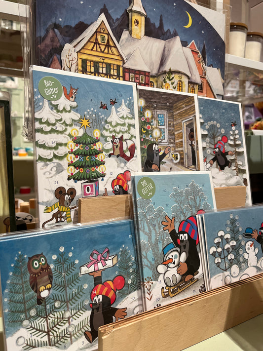 Minikort-kalender med luker - Den lille muldvarpen & bjelle